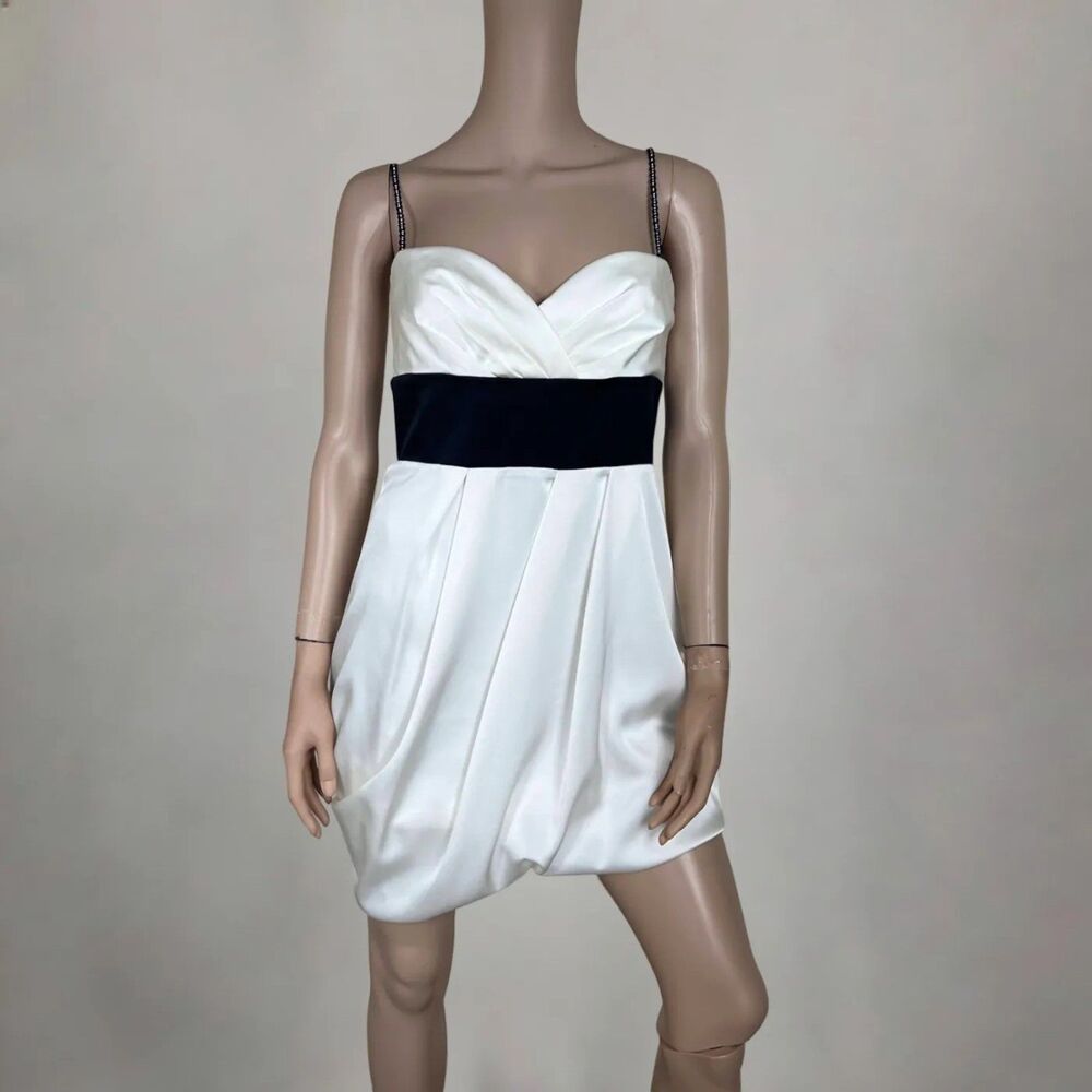 New with Tags BCBG Satin White Mini Cocktail Dress Size 4